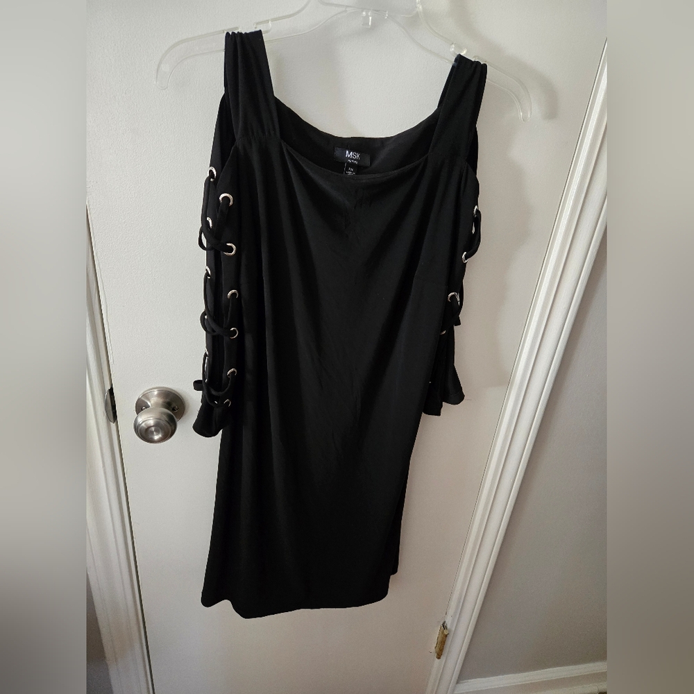 Black Dress with Lace-Up Sleeves